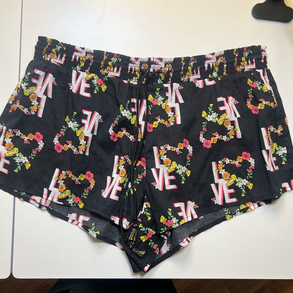 Victoria's Secret Black Floral Athletic Shorts